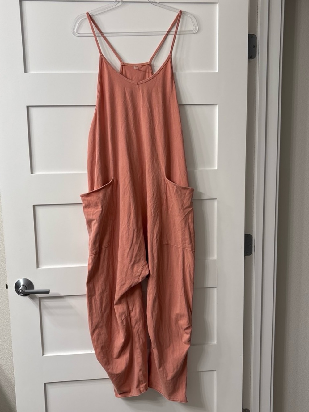 Free People Dusty Coral Strap Pocket Jumpsuit